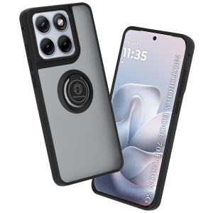 Husa pentru Motorola Edge 70 Fusion cu Inel Rotativ 360° Magnetic, Antisoc, set cu sticker, Glinth, Negru