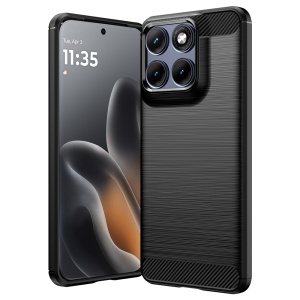 Husa pentru Motorola Edge 70 Fusion din Silicon Slim, cu textura Fibra Carbon, set cu sticker, Carbon Silicone, Negru