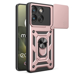Husa pentru Motorola Edge 70, SKYDDAR INNOVATION, CamShield, Inel magnetic, set cu sticker, Roz