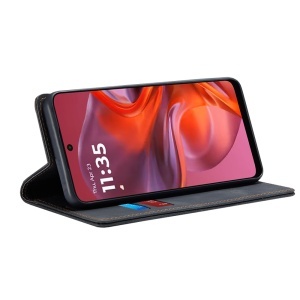 Husa pentru Motorola Moto G05 / Moto E15, SKYDDAR INNOVATION, Confy Cover tip Carte din piele Eco Premium, cu Portofel Interior, set cu sticker, Negru - Img 2