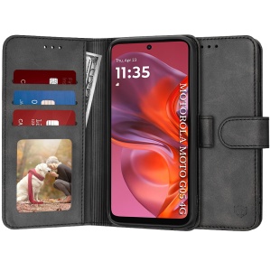 Husa pentru Motorola Moto G05 / Moto E15, SKYDDAR INNOVATION, Diary Book, tip carte cu Portofel Interior, Antisoc, set cu sticker, Negru