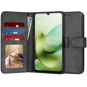 Husa pentru Motorola Moto G06, SKYDDAR INNOVATION, Diary Book, tip carte cu Portofel Interior, Antisoc, set cu sticker, Negru