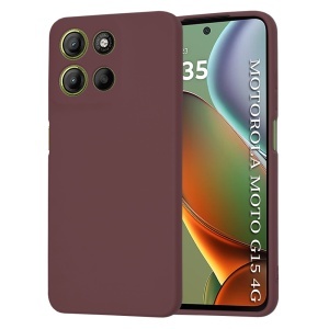Husa pentru Motorola Moto G15 / Moto G15 Power, SKYDDAR INNOVATION, din Silicon Catifelat, SoftElegance, set cu sticker, Bordo