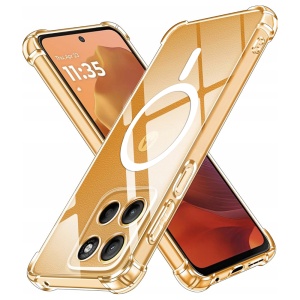 Husa pentru Motorola Moto G15 / Moto G15 Power, SKYDDAR INNOVATION, Shockproof MagSafe din silicon, set cu sticker, Transparenta