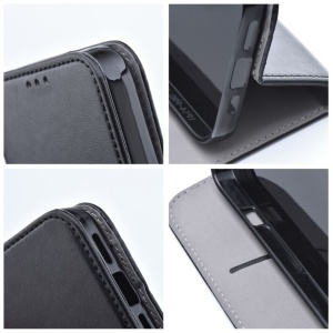 Husa pentru Motorola Moto G55 tip carte, SKYDDAR INNOVATION, cu Portofel Interior, Protectie la socuri, smart magneto, Negru, set cu sticker - Img 4