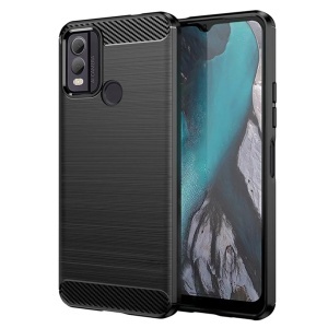 Husa pentru Nokia C22, , din Silicon Slim, cu textura Fibra Carbon, Skyddar Carbon Silicone, set cu sticker, Negru