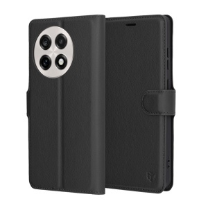 Husa pentru OnePlus 13R, SKYDDAR INNOVATION, Leather Wallet, tip Carte cu Portofel Interior, Finisaje Premium, set cu sticker, Negru