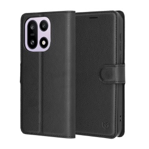 Husa pentru OnePlus 15, SKYDDAR INNOVATION, Leather Folio tip Carte, cu Portofel Interior, Finisaje Premium, set cu sticker, Negru