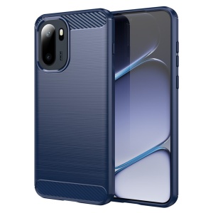 Husa pentru OnePlus 15R din Silicon Slim, cu textura Fibra Carbon, set cu sticker, Carbon Silicone, Albastru