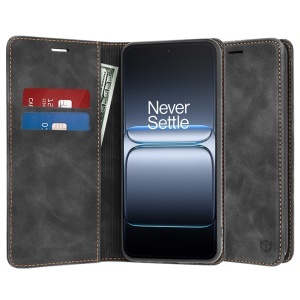 Husa pentru OnePlus Nord 5, SKYDDAR INNOVATION, Confy Cover tip Carte din piele Eco Premium, cu Portofel Interior, set cu sticker, Negru