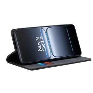 Husa pentru OnePlus Nord 5, SKYDDAR INNOVATION, Confy Cover tip Carte din piele Eco Premium, cu Portofel Interior, set cu sticker, Negru - Img 2