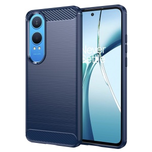 Husa pentru OnePlus Nord CE4 Lite din Silicon Premium, Slim, cu textura Fibra Carbon - Albastru