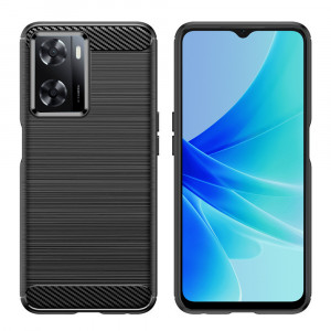 Husa pentru Oppo A57 4G / Oppo A57s / OnePlus Nord N20 SE din silicon, Slim, cu textura Fibra Carbon - Negru - Img 2