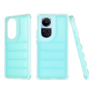 Husa pentru Oppo Reno10 / Reno10 Pro, anti soc, margini ridicate, design modern, set cu sticker, wave shield, Turcoaz
