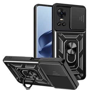 Husa pentru Oppo Reno10 / Reno10 Pro, SKYDDAR INNOVATION, CamShield, Inel magnetic, set cu sticker, Negru