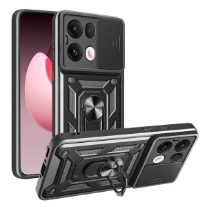 Husa pentru Oppo Reno13 Pro cu inel magnetic si protectie camera CamShield cu sticker - Negru