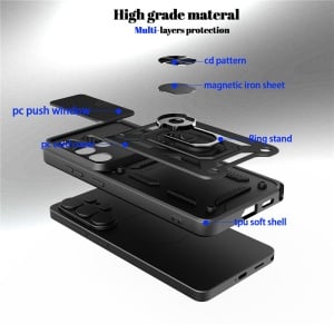 Husa pentru Oppo Reno15 Pro, SKYDDAR INNOVATION, CamShield, Inel magnetic, set cu sticker, Negru - Img 3