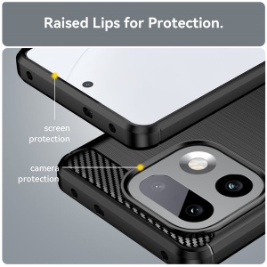 Husa pentru Realme 16 Pro+, , din Silicon Slim, cu textura Fibra Carbon, Skyddar Carbon Silicone, set cu sticker, Negru - Img 5