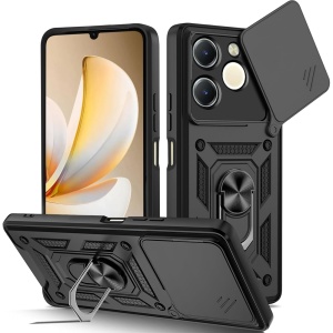 Husa pentru Realme Note 70T, SKYDDAR INNOVATION, CamShield, Inel magnetic, set cu sticker, Negru
