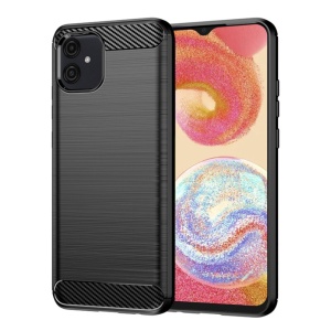 Husa pentru Samsung Galaxy A04e din silicon, Slim, cu textura Fibra Carbon - Negru - Img 1