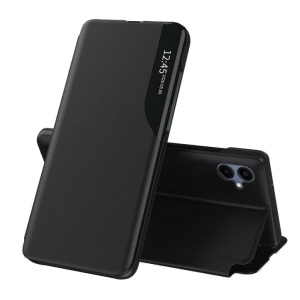 Husa pentru Samsung Galaxy A06, tip carte, set cu sticker, eFold, Negru