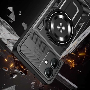 Husa pentru Samsung Galaxy A07 4G, SKYDDAR INNOVATION, RuggedCam, Inel magnetic antisoc, set cu sticker, Gri - Img 4