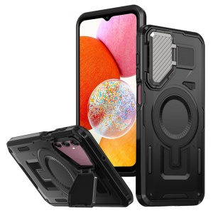 Husa pentru Samsung Galaxy A14 5G / Galaxy A14 4G, SKYDDAR INNOVATION, CamVault MagSafe cu Protectie Camera, set cu sticker, Negru
