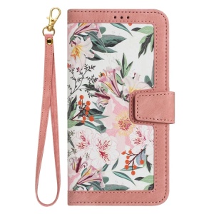 Husa pentru Samsung Galaxy A15 4G / Galaxy A15 5G din Piele Ecologică cu Design Floral, Protecție 360°, Stand Integrat, Buzunare pentru Carduri, SKDR Floral Wallet - Roz - Img 4