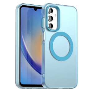 Husa pentru Samsung Galaxy A15 4G / Galaxy A15 5G, MagSafe, Antisoc, set cu sticker, CandyCase, Albastru