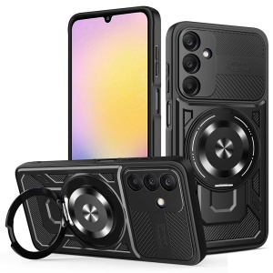Husa pentru Samsung Galaxy A25 5G, SKYDDAR INNOVATION, RuggedCam, Inel magnetic antisoc, set cu sticker, Negru