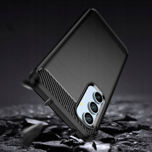 Husa pentru Samsung Galaxy A34 5G din silicon, Slim, cu textura Fibra Carbon - Negru - Img 3