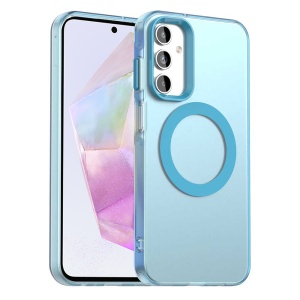 Husa pentru Samsung Galaxy A35 5G, MagSafe, Antisoc, set cu sticker, CandyCase, Albastru
