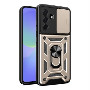 Husa pentru Samsung Galaxy A36 5G, SKYDDAR INNOVATION, CamShield, Inel magnetic, set cu sticker, Auriu - Img 1