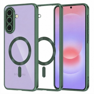 Husa pentru Samsung Galaxy A37 5G cu protectie camera, Antisoc, MagSafe, set cu sticker, Luxury Shield Magsafe, Verde inchis