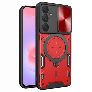 Husa pentru Samsung Galaxy A37 5G, SKYDDAR INNOVATION, CamGuard Pro, Inel Magnetic, Protectie Camera, set cu sticker, Rosu