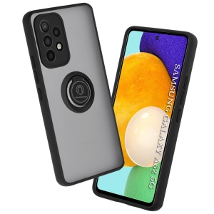 Husa pentru Samsung Galaxy A52 5G / Galaxy A52 4G / Galaxy A52s 5G, SKYDDAR INNOVATION, Glinth cu Inel Rotativ 360° Magnetic, Negru, set cu sticker - Img 1