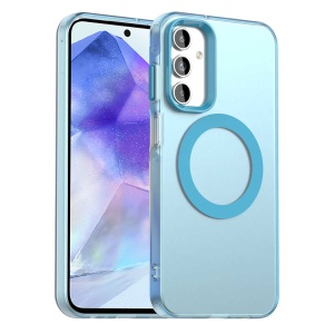 Husa pentru Samsung Galaxy A55 5G, MagSafe, Antisoc, set cu sticker, CandyCase, Albastru