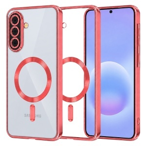 Husa pentru Samsung Galaxy A57 5G cu protectie camera, Antisoc, MagSafe, set cu sticker, Luxury Shield Magsafe, Rosu