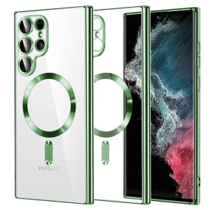 Husa pentru Samsung Galaxy S22 Ultra 5G, SKYDDAR INNOVATION, Luxury Shield Magsafe, Protectie Antisoc, set cu sticker, Verde deschis