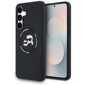 Husa pentru Samsung Galaxy S25 FE - Karl Lagerfeld Silicone KC Heads MagSafe (KLHMS25FESKCHTCK) - Black