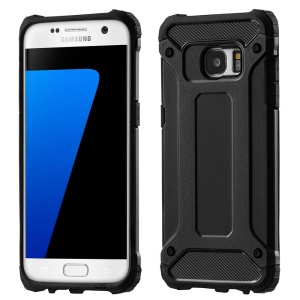 Husa pentru Samsung Galaxy S7 Edge, SKYDDAR INNOVATION, Hybrid Armor, din Plastic Dur, Margini Cauciucate, Antisoc, set cu sticker, Negru
