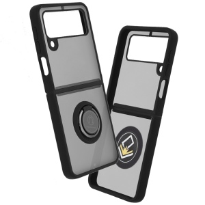 Husa pentru Samsung Galaxy Z Flip3 5G, SKYDDAR INNOVATION, Glinth cu Inel Rotativ 360° Magnetic, Negru, set cu sticker - Img 17
