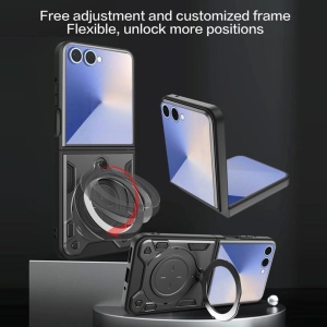 Husa pentru Samsung Galaxy Z Flip7, SKYDDAR INNOVATION, SafeCover, Inel Magnetic, Protectie Camera, Negru, set cu sticker  - Img 6