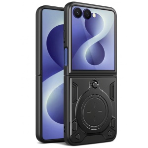 Husa pentru Samsung Galaxy Z Flip8, Inel Magnetic, Protectie Camera, set cu sticker, CamGuard Pro, Negru