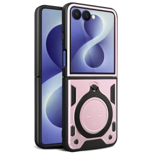 Husa pentru Samsung Galaxy Z Flip8, Inel Magnetic, Protectie Camera, set cu sticker, CamGuard Pro, Roz auriu