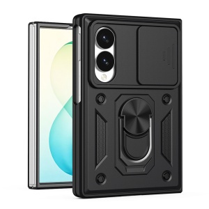 Husa pentru Samsung Galaxy Z Fold8, protectie camere, Inel magnetic, set cu sticker, CamShield, Negru