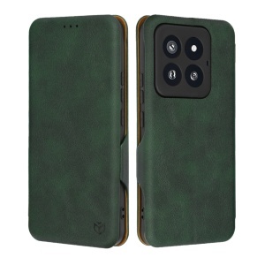 Husa pentru Xiaomi 14 Pro, SKYDDAR INNOVATION, Safe Wallet tip carte din Piele Ecologica, Suport Carduri, Inchidere Magnetica, Verde, set cu sticker