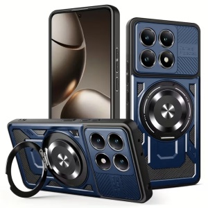 Husa pentru Xiaomi 15T, Inel Magnetic, Antisoc, set cu sticker, RuggedCam, Albastru