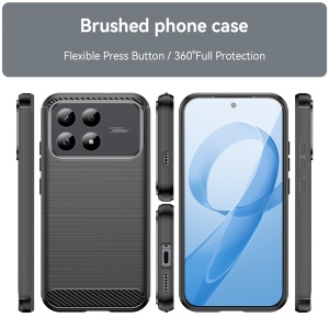 Husa pentru Xiaomi Poco F8 Pro din Silicon Slim, cu textura Fibra Carbon, Skyddar Carbon Silicone, set cu sticker, Negru - Img 2