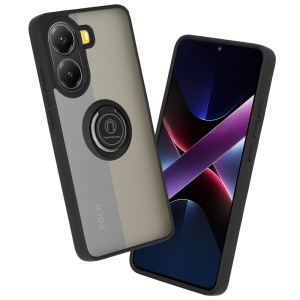 Husa pentru Xiaomi Poco X7 Pro, SKYDDAR INNOVATION, Glinth+ cu Inel Rotativ 360°, Compatibilitate Magnetica, Negru, set cu sticker